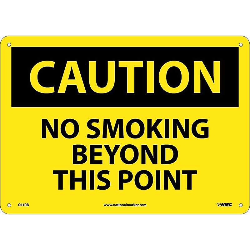 Caution Signs; No Smoking Beyond This Point, 10X14, Rigid Plastic image 1