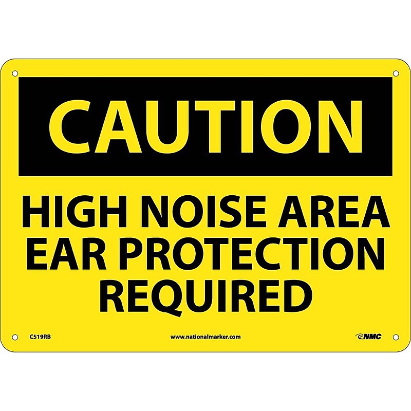 High Noise Area Ear Protection Required, 10X14, Rigid Plastic, Caution Sign image 1