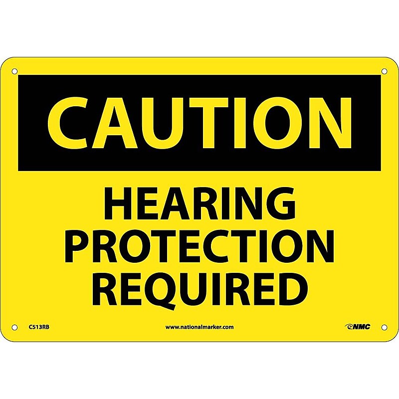 Caution Signs; Hearing Protection Required, 10X14, Rigid Plastic image 1