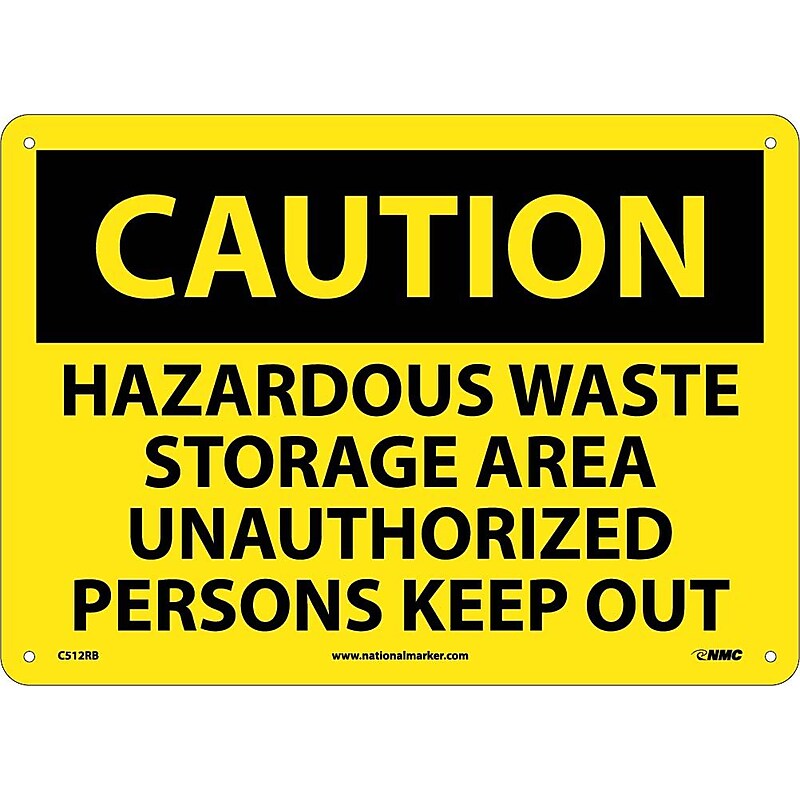 Caution Signs; Hazardous Waste Storage Area Unauthorized Persons Keep Out, 10X14, Rigid Plastic image 1