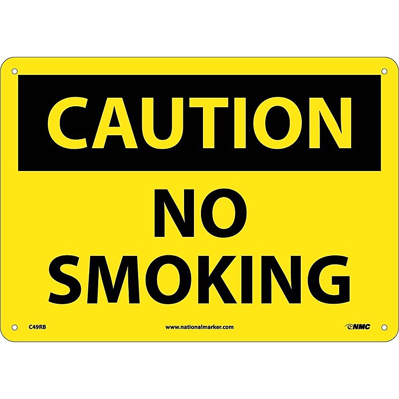 No Smoking, 10X14, Rigid Plastic, Caution Sign image 1