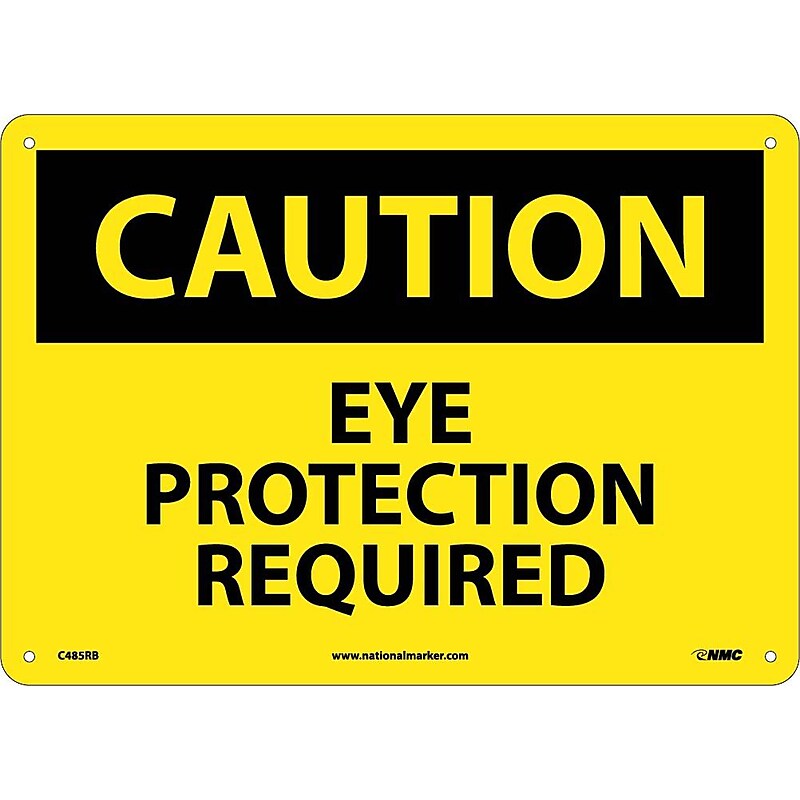 Caution Signs; Eye Protection Required, 10X14, Rigid Plastic image 1