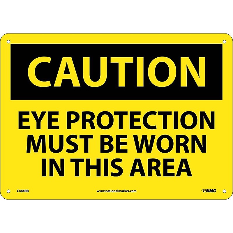Caution Signs; Eye Protection Must Be Worn In This Area, 10X14, Rigid Plastic image 1