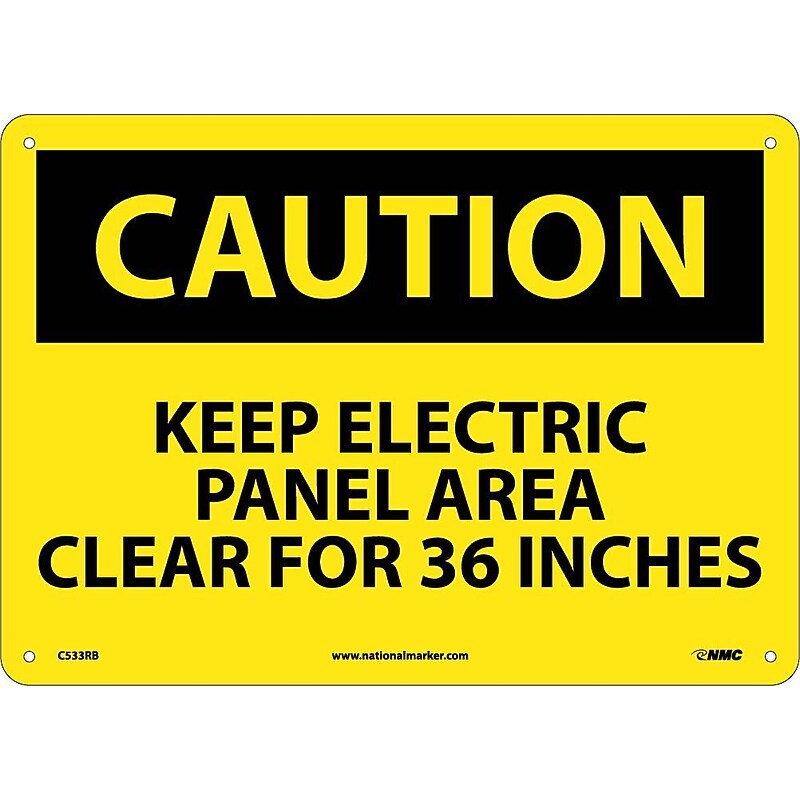 Caution Signs; Keep Electric Panel Area Clear For 36 Inches, 10X14, Rigid Plastic image 1