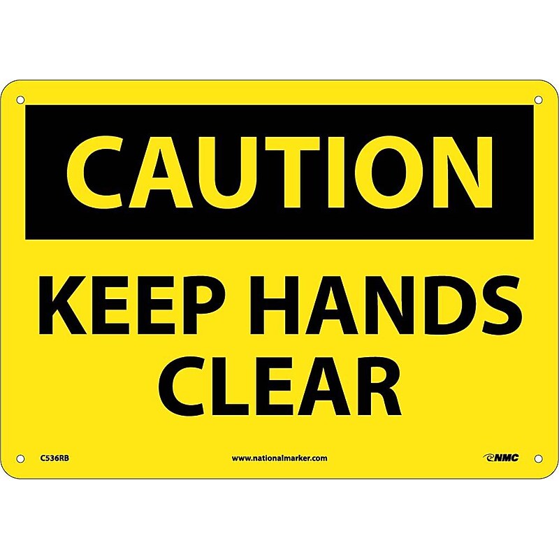 Keep Hands Clear, 10X14, Rigid Plastic, Caution Sign image 1