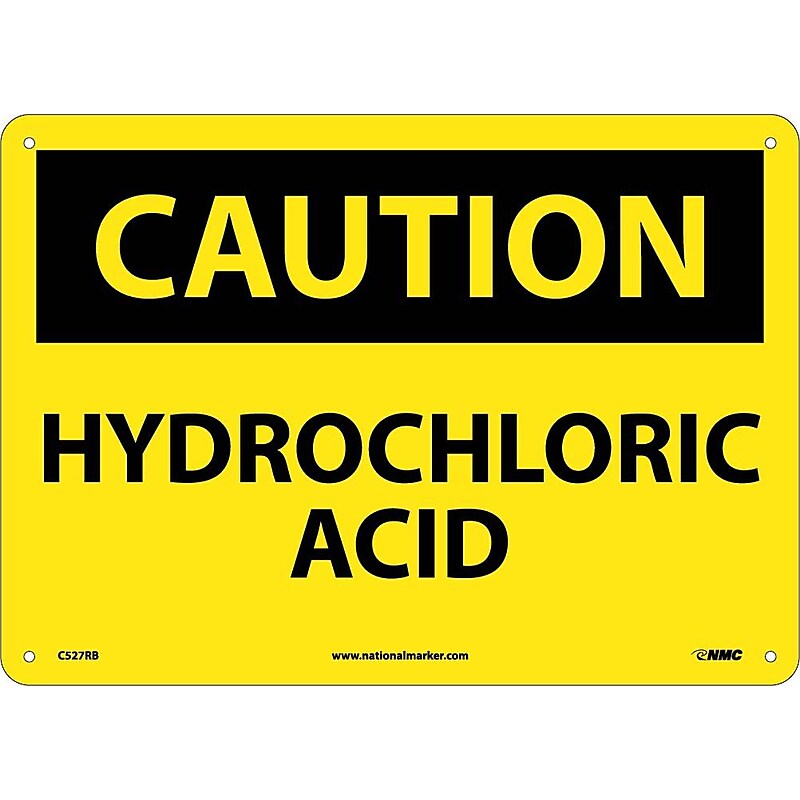 Caution Signs; Hydrochloric Acid, 10X14, Rigid Plastic image 1