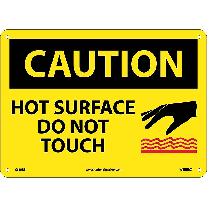 Caution Signs; Hot Surface Do Not Touch, Graphic, 10X14, Rigid Plastic image 1