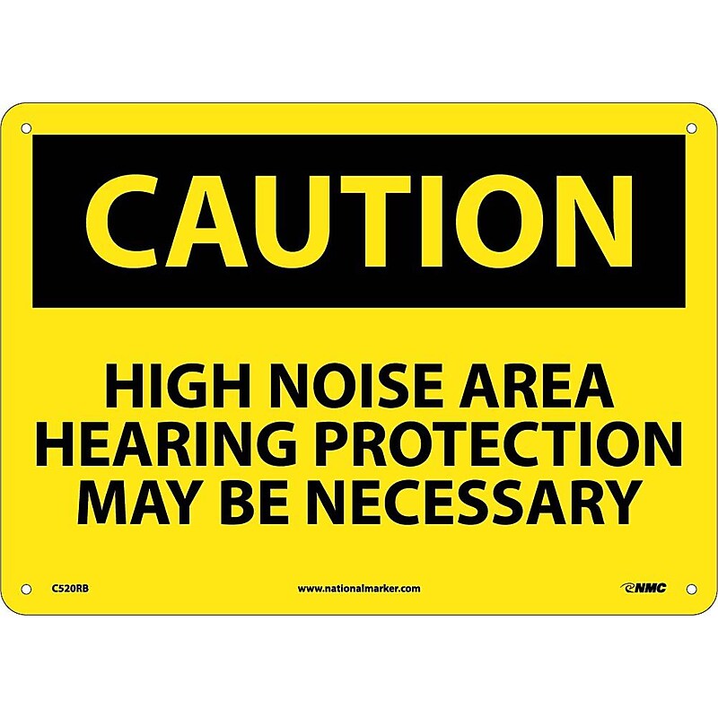 Caution Signs; High Noise Area Hearing Protection May Be Necessary, 10X14, Rigid Plastic image 1