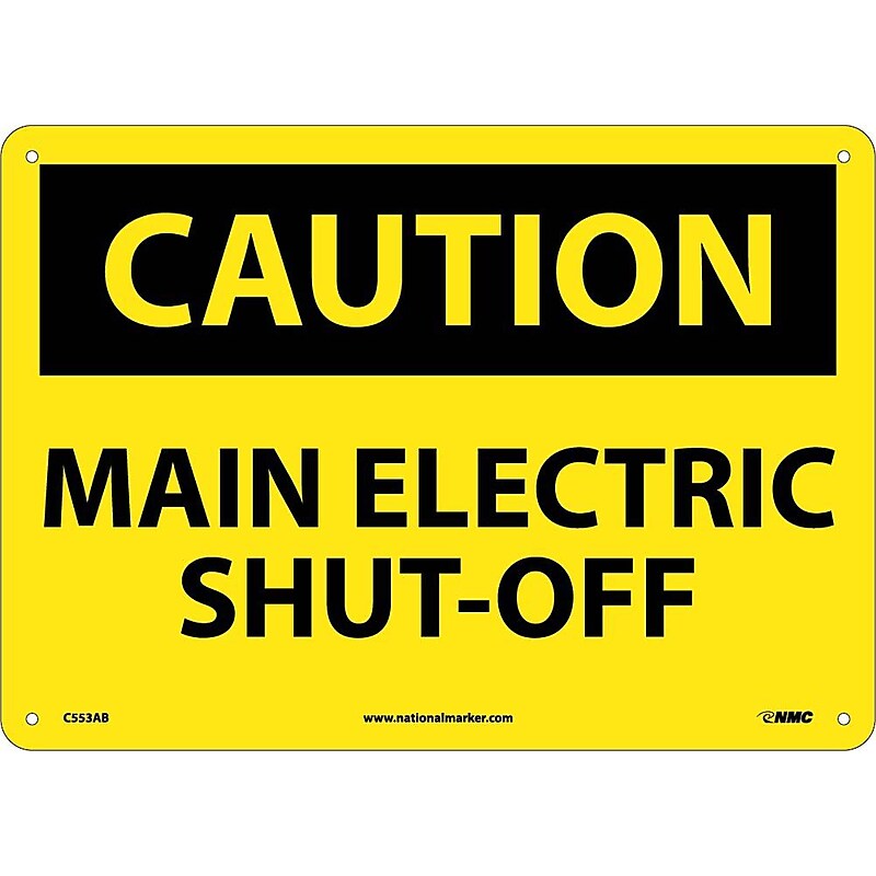 Main Electric Shut-Off, 10X14, .040 Aluminum, Caution Sign image 1