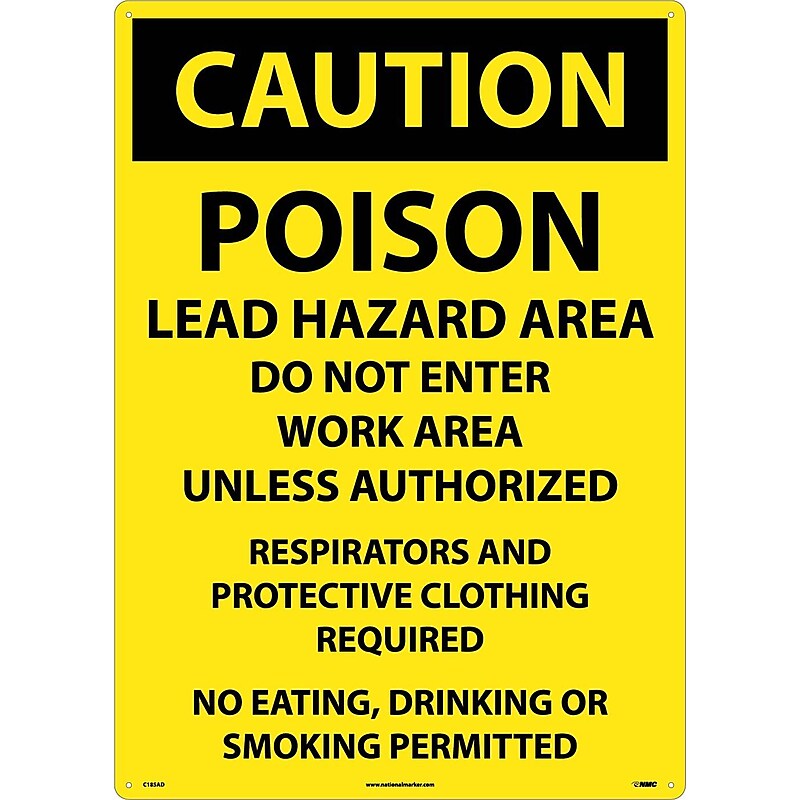 Caution, Poison Lead Hazard Area Do Not Enter Work Area. . ., 20X28, .040 Aluminum image 1