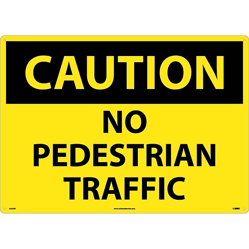 Caution Signs; No Pedestrian Traffic, 20X28, Rigid Plastic image 1