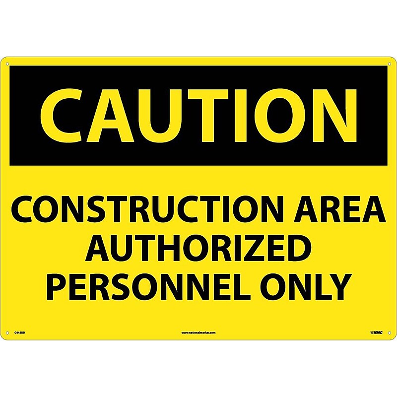 Caution Signs; Construction Area Authorized Personnel Only, 20X28, Rigid Plastic image 1
