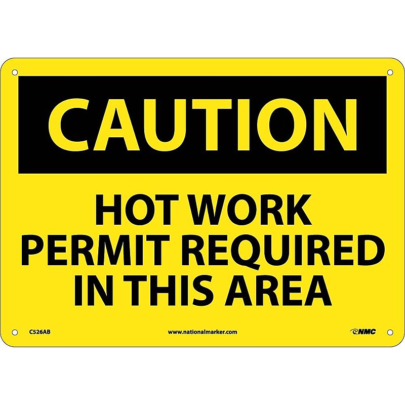 Hot Work Permit Required In This Area, 10X14, .040 Aluminum, Caution Sign image 1