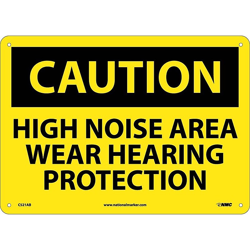Caution Signs; High Noise Area Wear Hearing Protection, 10X14, .040 Aluminum image 1