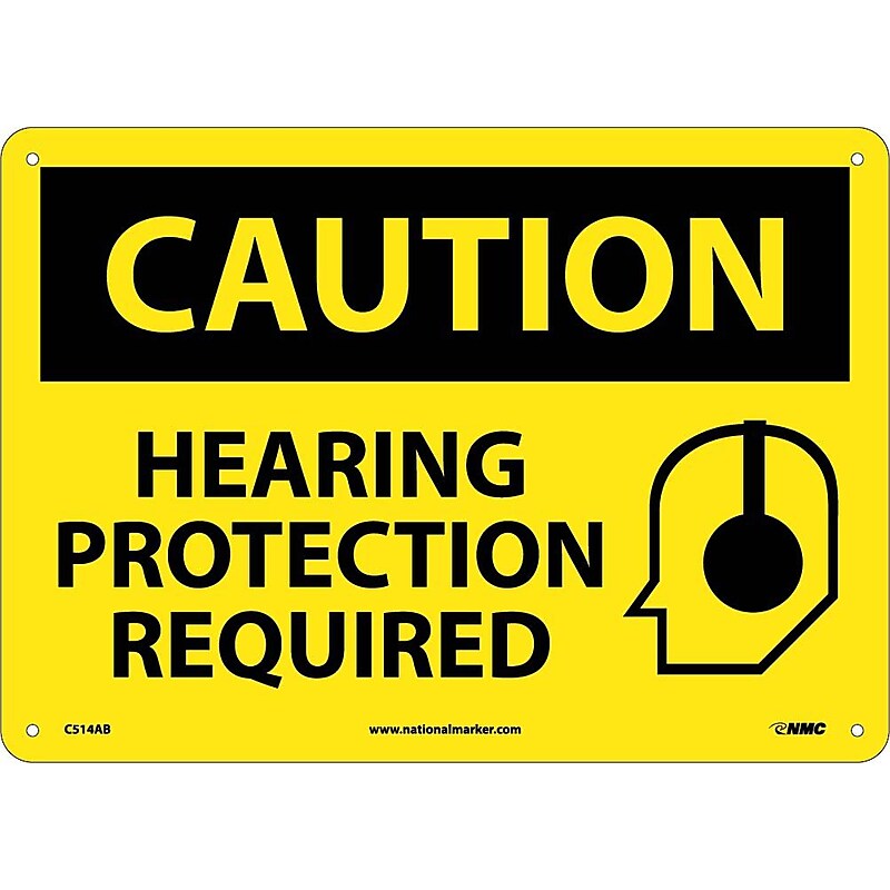Caution Signs; Hearing Protection Required, Graphic,  10X14, .040 Aluminum image 1