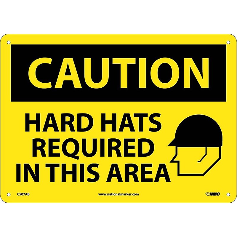 Caution Signs; Hard Hats Required In This Area, Graphic, 10X14, .040 Aluminum image 1