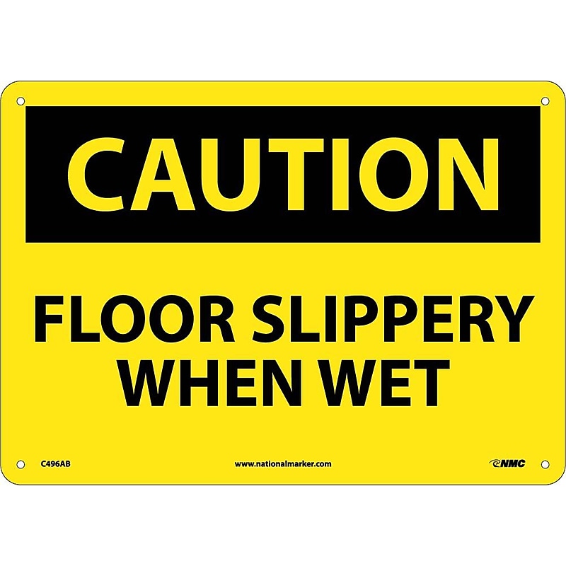 Caution Signs; Floor Slippery When Wet, 10X14, .040 Aluminum image 1