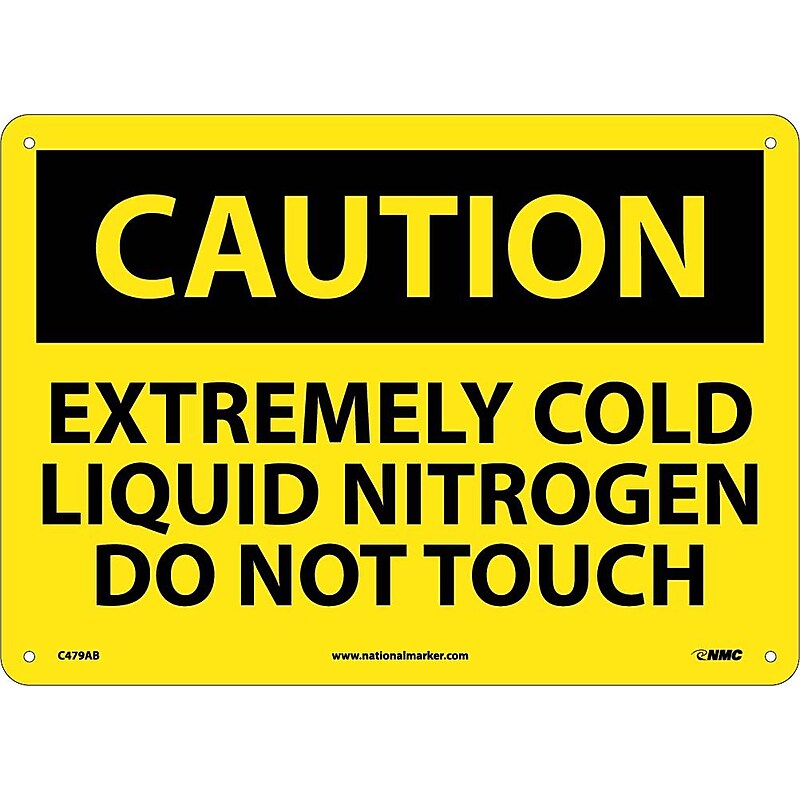 Caution Signs; Extremely Cold Liquid Nitrogen Do Not Touch, 10X14, .040 Aluminum image 1