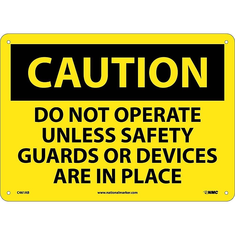 Caution, Do Not Operate Unless Safety Guards Or Devices Are In Place, 10X14, .040 Aluminum image 1