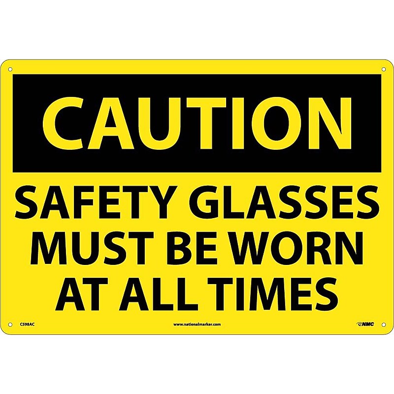 Caution Signs; Safety Glasses Must Be Worn At All Times, 14X20, .040 Aluminum image 1