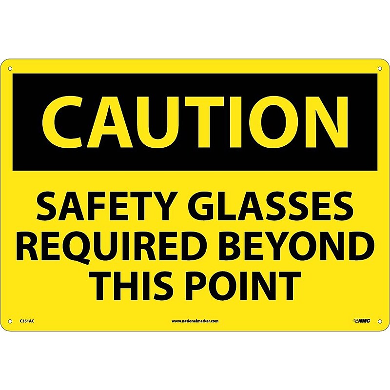 Caution Signs; Safety Glasses Required Beyond This Point, 14X20, .040 Aluminum image 1