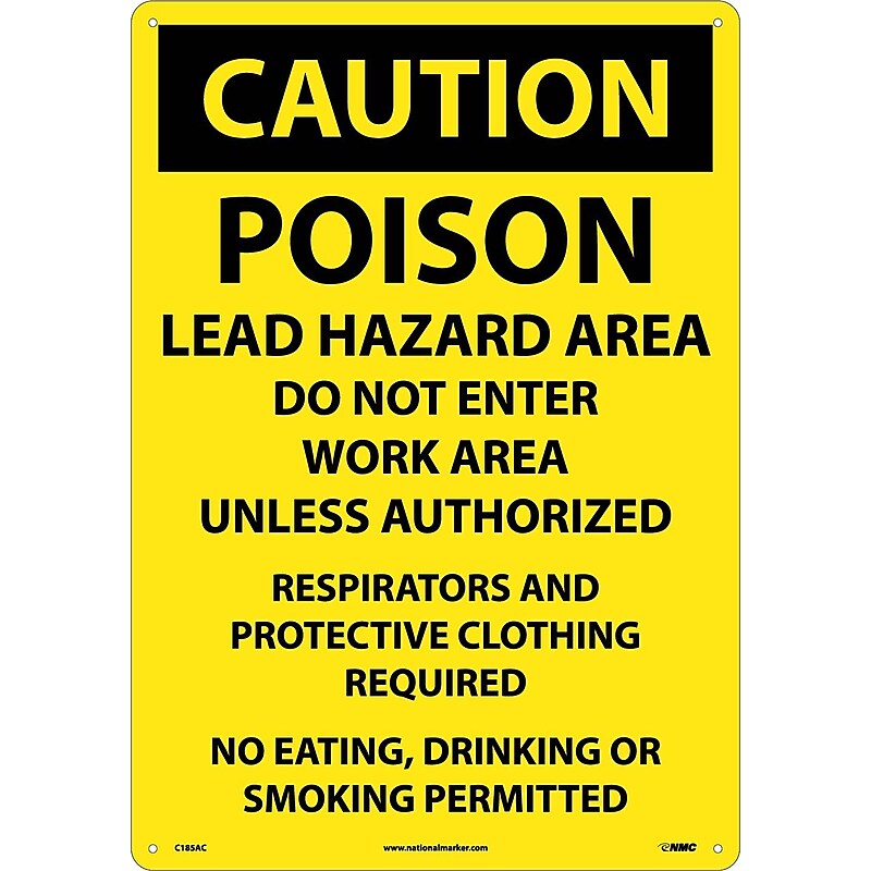 Caution, Poison Lead Hazard Area Do Not Enter Work Area. . ., 14X20, .040 Aluminum image 1