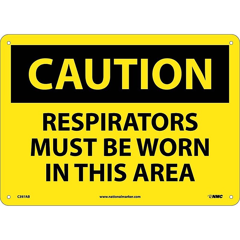 Caution Signs; Respirators Must Be Worn In This Area, 10X14, .040 Aluminum image 1