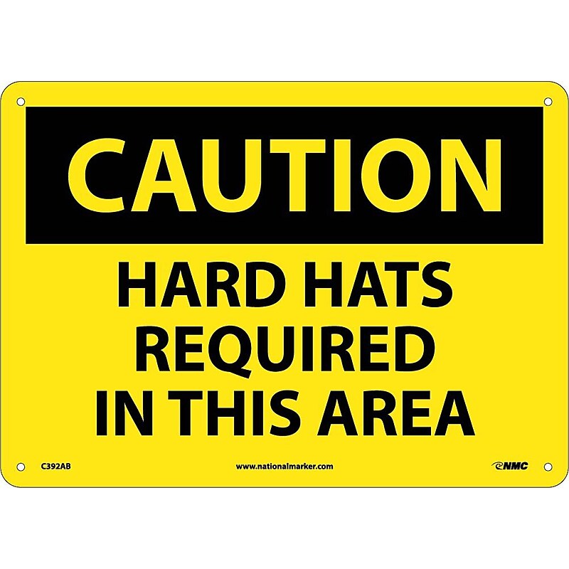 Caution Signs; Hard Hats Required In This Area, 10X14, .040 Aluminum image 1