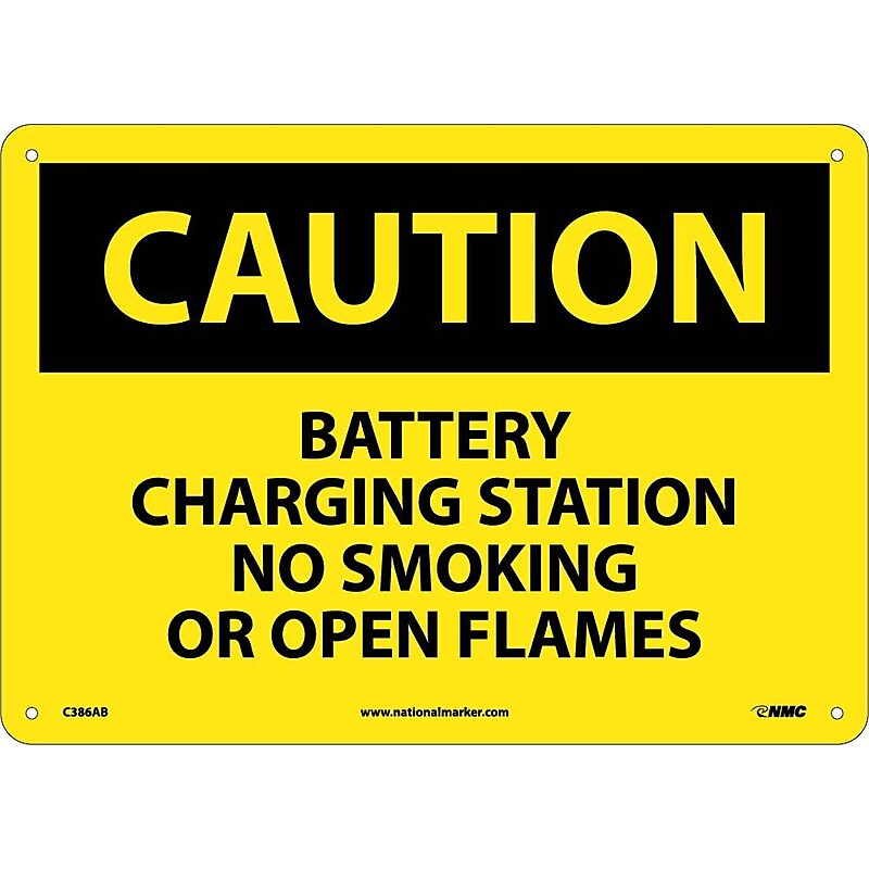 Caution Signs; Battery Charging Station No Smoking. . ., 10X14, .040 Aluminum image 1