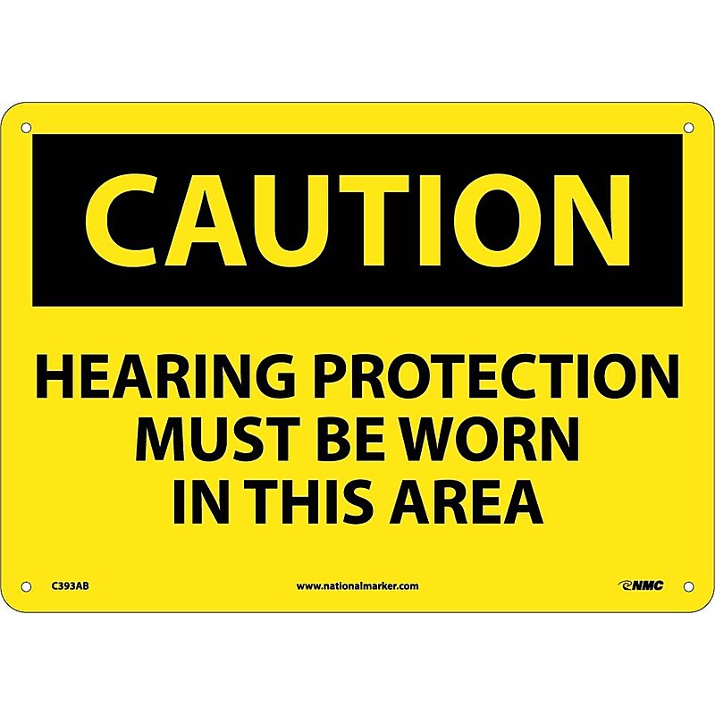 Caution Signs; Hearing Protection Must Be Worn In This Area, 10X14, .040 Aluminum image 1