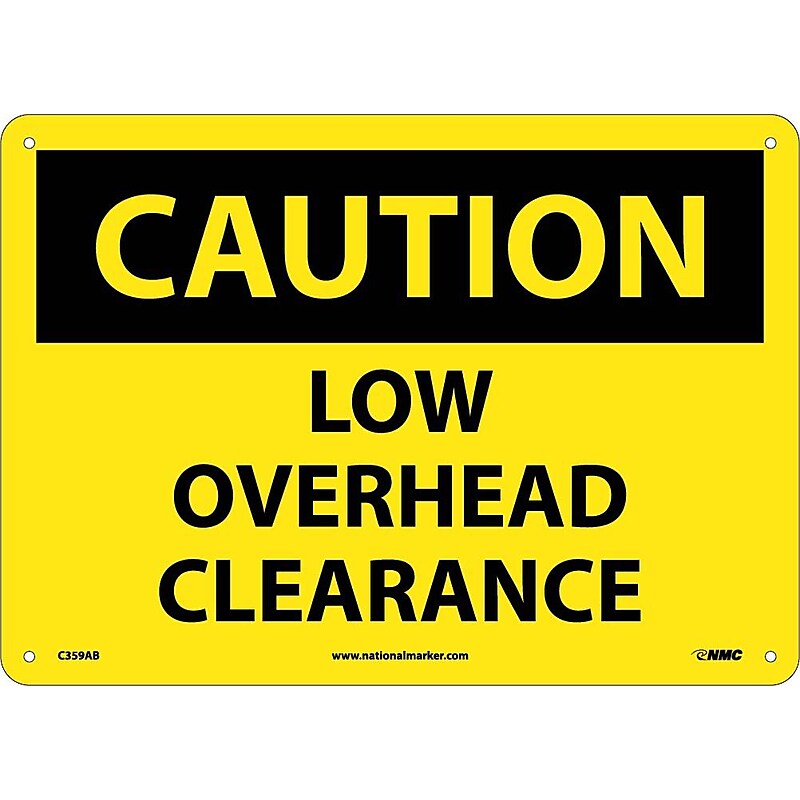 Low Overhead Clearance, 10X14, .040 Aluminum, Caution Sign image 1