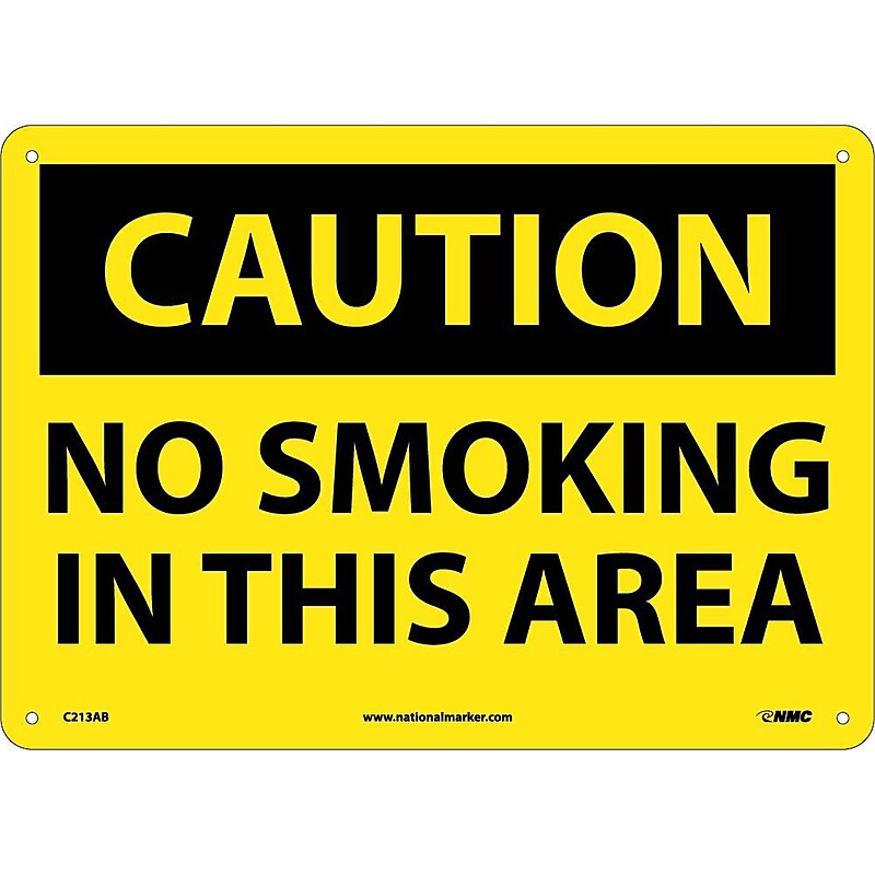 No Smoking In This Area, 10X14, .040 Aluminum, Caution Sign image 1