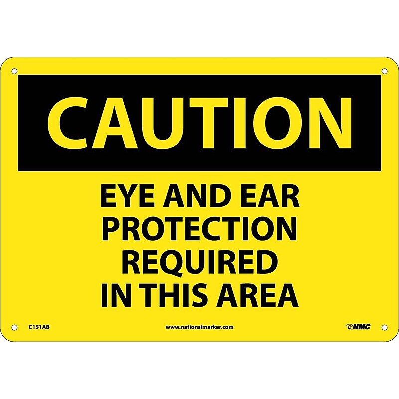 Eye And Ear Protection Required In This Area, 10X14, .040 Aluminum, Caution Sign image 1