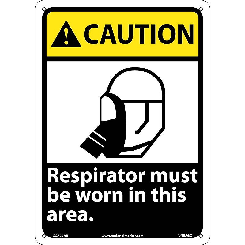 Caution Signs; Respirator Must Be Worn In This Area, 14X10, .040 Aluminum image 1