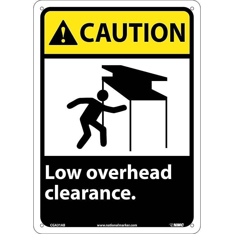 Low Overhead Clearance, 14X10, .040 Aluminum, Caution Sign image 1