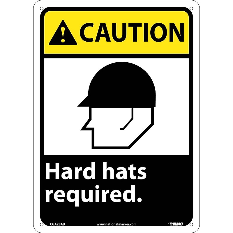 Caution Signs; Hard Hats Required, 14X10, .040 Aluminum image 1
