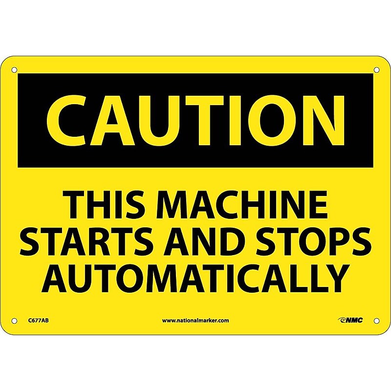Caution Signs; This Machine Starts And Stops Automatically, 10X14, .040 Aluminum image 1