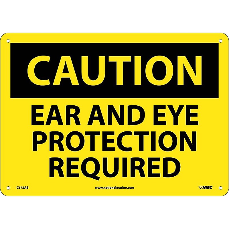 Caution Signs; Ear And Eye Protection Required, 10X14, .040 Aluminum image 1