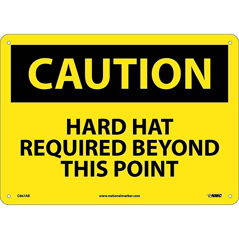 Caution Signs; Hard Hat Required Beyond This Point, 10X14, .040 Aluminum image 1