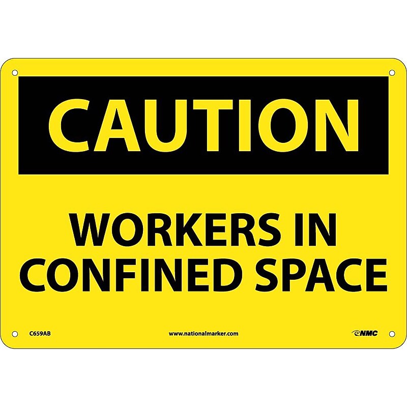 Workers In Confined Space, 10X14, .040 Aluminum, Caution Sign image 1