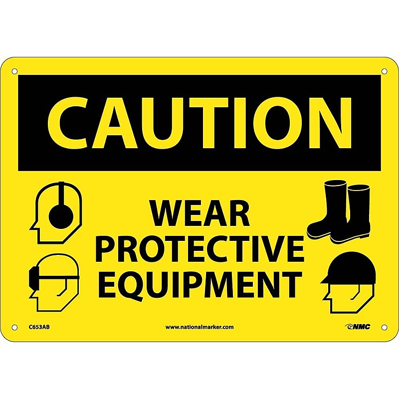 Caution Signs; Wear Protective Equipment, Graphics, 10X14, .040 Aluminum image 1