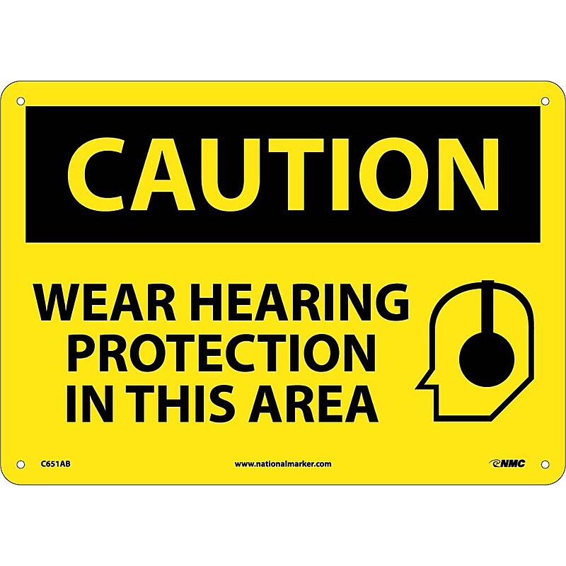 Caution Signs; Wear Hearing Protection In This Area, Graphic, 10X14, .040 Aluminum image 1
