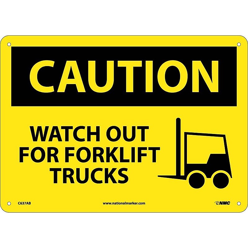 Caution Signs; Watch Out For Fork Lift Trucks, Graphic, 10X14, .040 Aluminum image 1