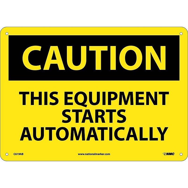 Caution Signs; This Equipment Starts Automatically, 10X14, .040 Aluminum image 1