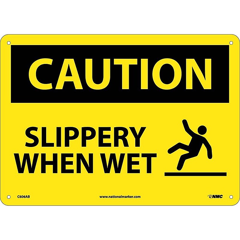 Caution Signs; Slippery When Wet, Graphic, 10X14, .040 Aluminum image 1