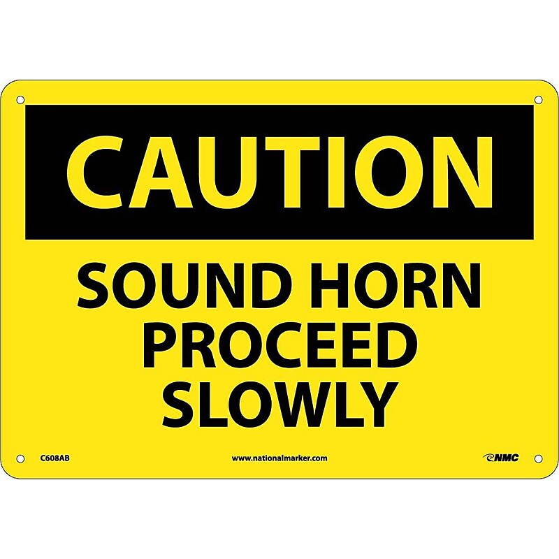 Caution Signs; Sound Horn Proceed Slowly, 10X14, .040 Aluminum image 1