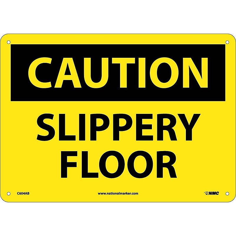 Slippery Floor, 10X14, .040 Aluminum, Caution Sign image 1