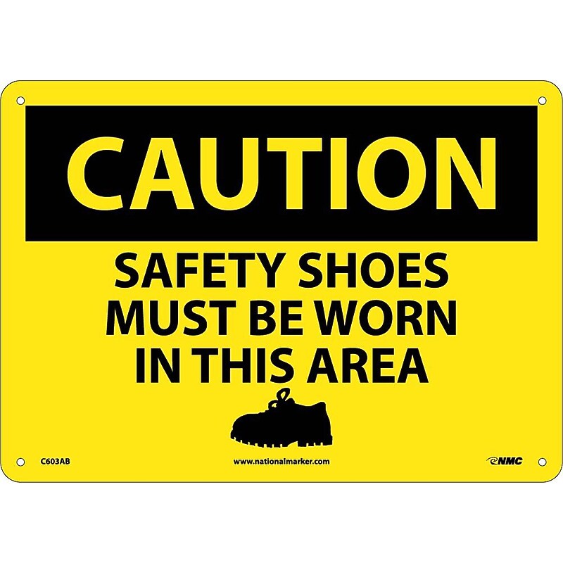 Caution Signs; Safety Shoes Must Be Worn In This Area, Graphic, 10X14, .040 Aluminum image 1