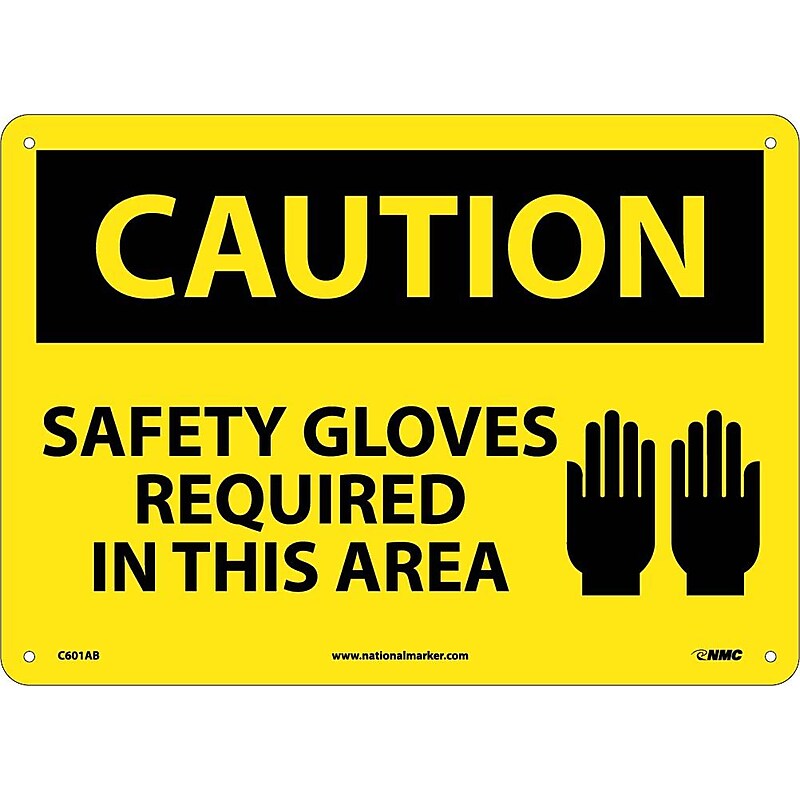 Caution Signs; Safety Gloves Required In This Area, Graphic, 10X14, .040 Aluminum image 1