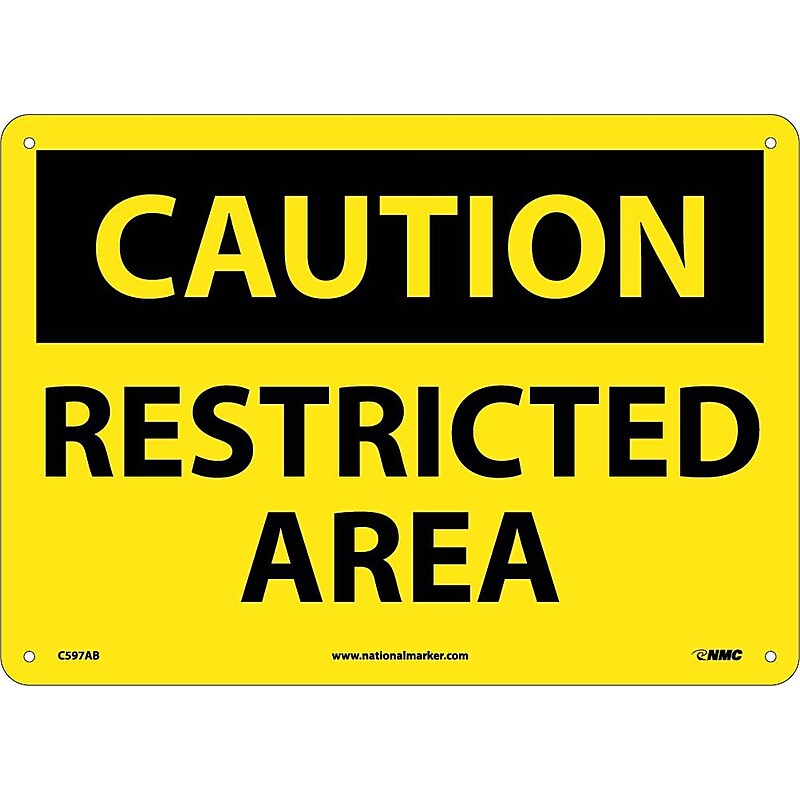 Restricted Area, 10X14, .040 Aluminum, Caution Sign image 1